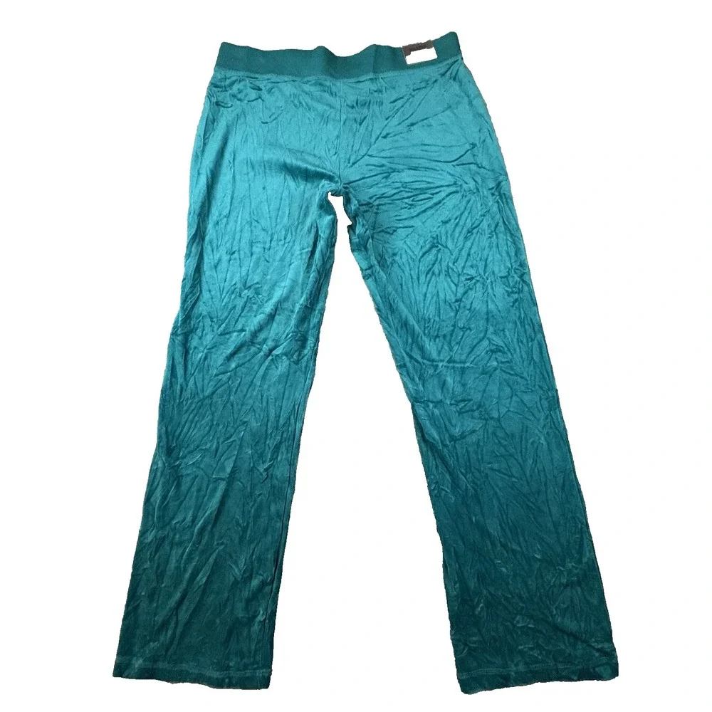 Tek Gear Women's L (36.5x33) NWT Teal Velour/Plush Lounge Relaxed Wide Leg Pants